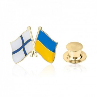 Значок (пин) BROCHE брошь бижутерия Флаги Финляндия-Украина BRGV114436